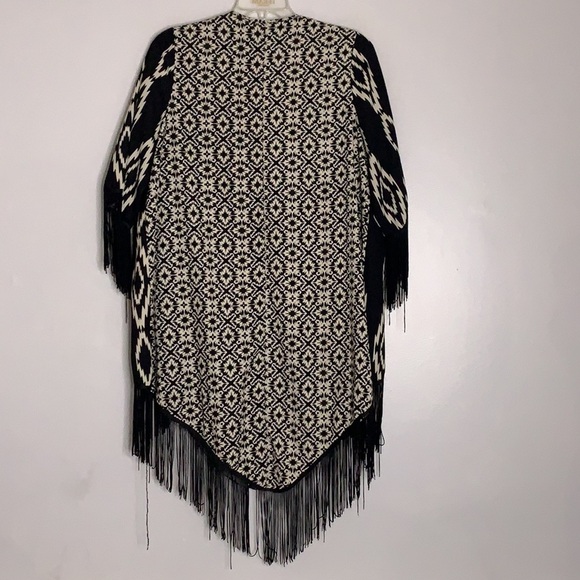 Bohemian RUMORS So West Black Fringe Boho Open Kimono cardigan jacket fringe med - Picture 2 of 5